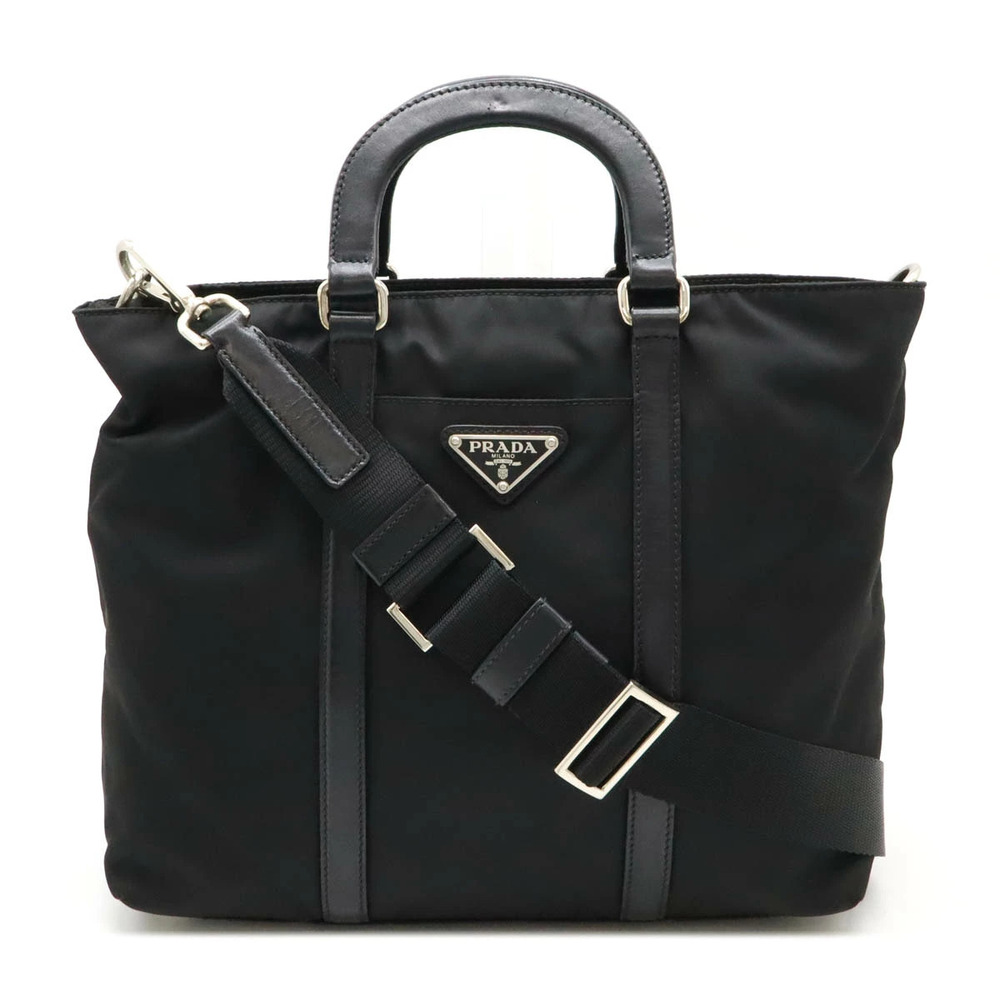 Prada handbag tote bag shoulder leather NERO black